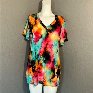 HEIMISH USA Colorful Tie-Dye Short Sleeve Top